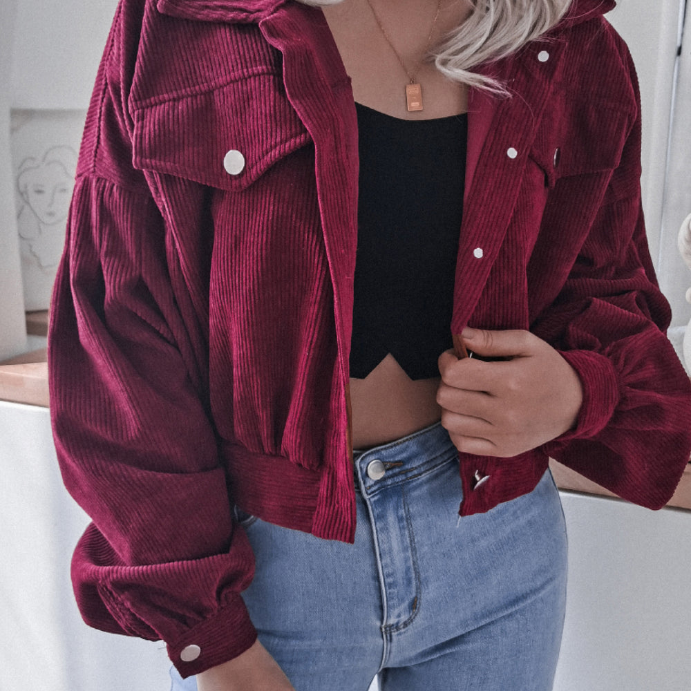 
                      
                        Lantern Sleeve Cropped Corduroy Jacket
                      
                    