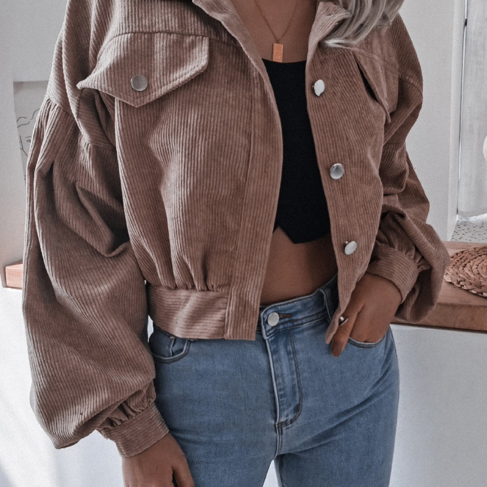 
                      
                        Lantern Sleeve Cropped Corduroy Jacket
                      
                    