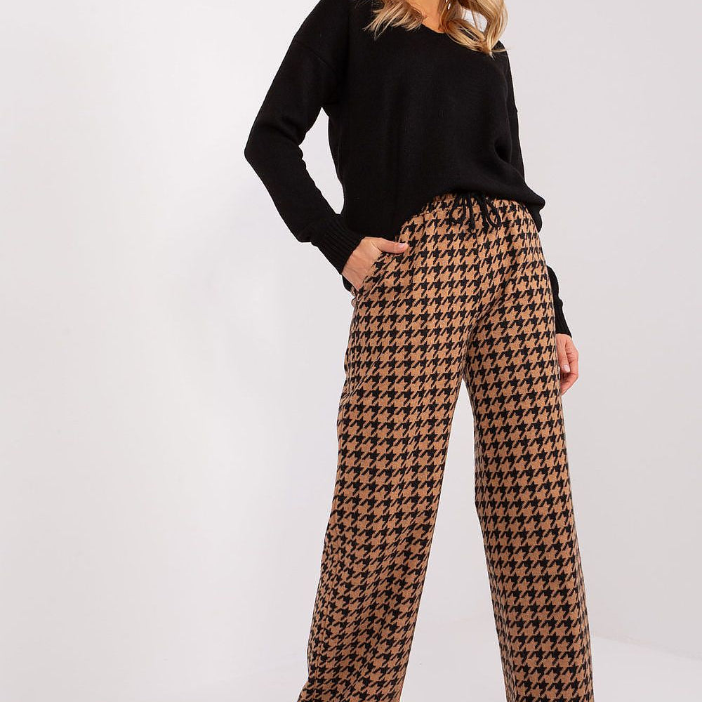 High Waisted Trousers Waist Tie Slip Pockets