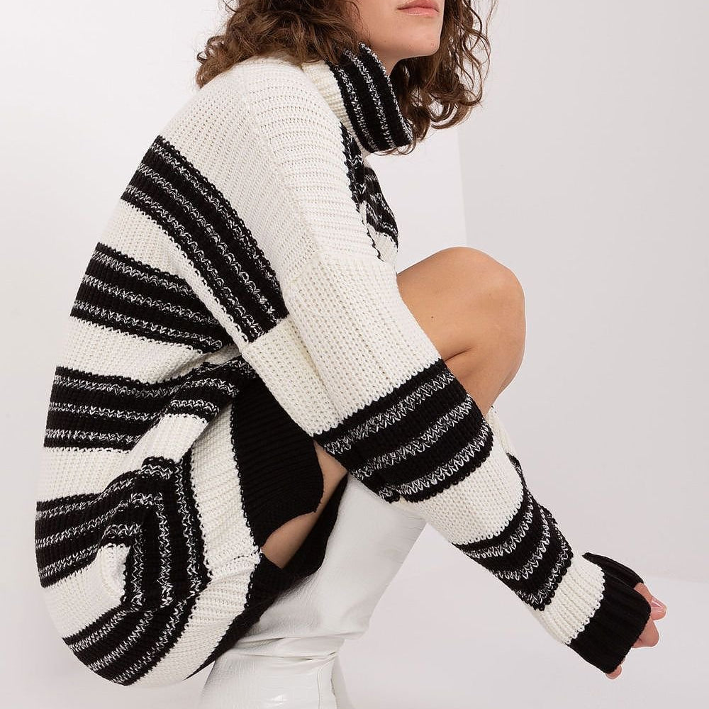 
                      
                        Striped Oversized Turtleneck Sweater Dress
                      
                    