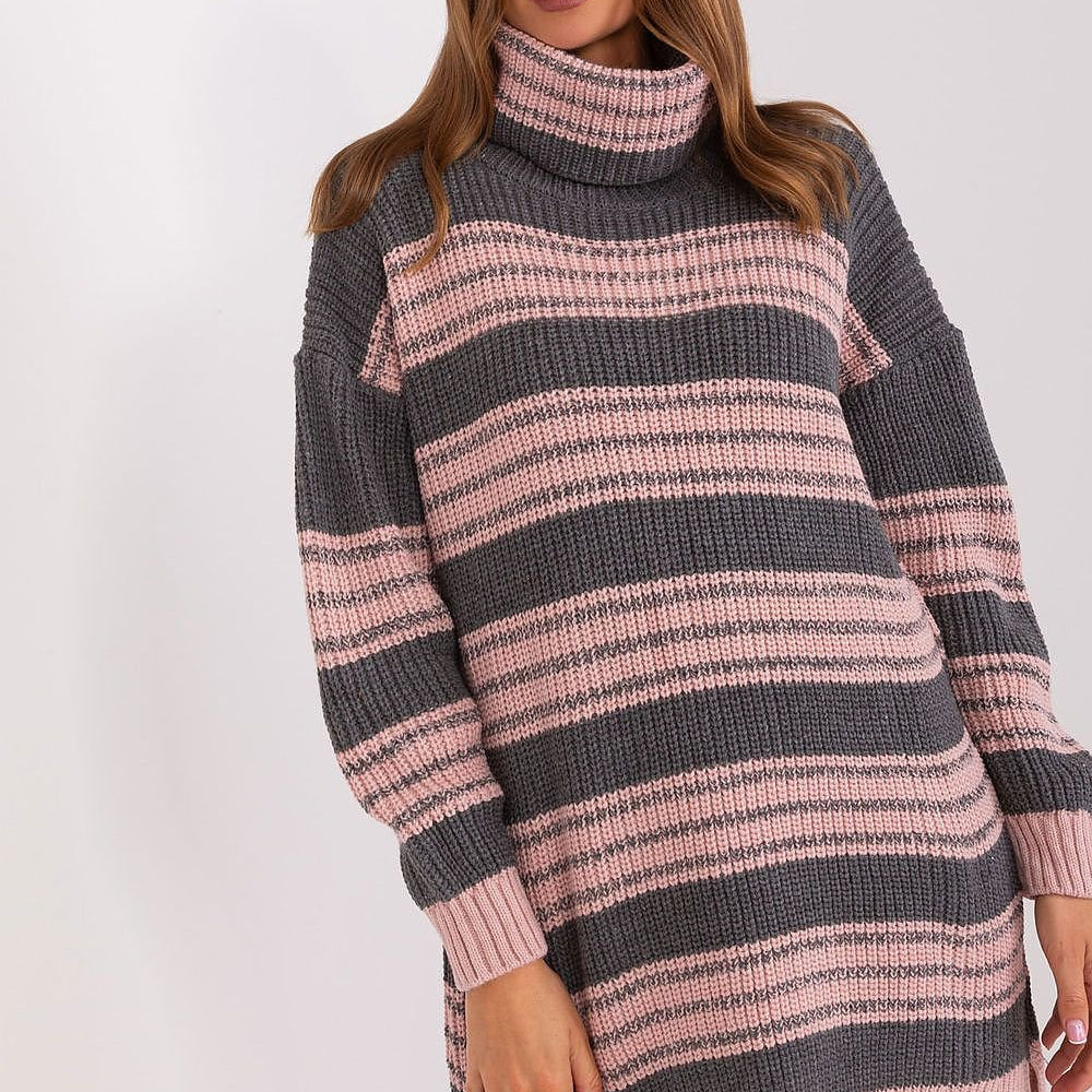 
                      
                        Striped Oversized Turtleneck Sweater Dress
                      
                    