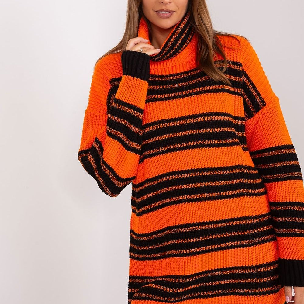 
                      
                        Striped Oversized Turtleneck Sweater Dress
                      
                    