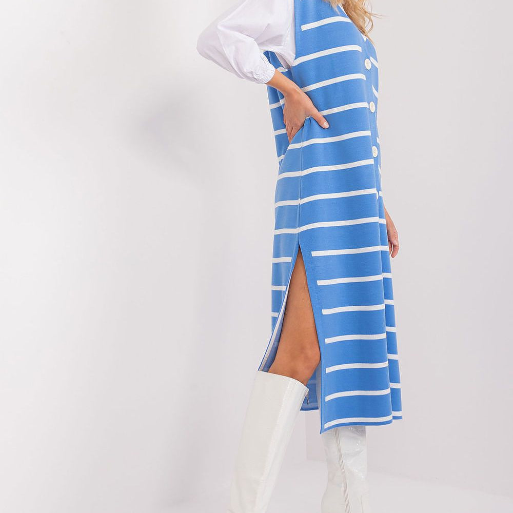 
                      
                        Striped Sleeveless Midi Dress with Button Front
                      
                    