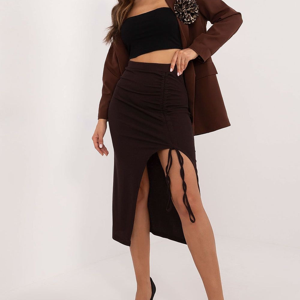 Pencil Skirt With Crease Front Adjustable Slit