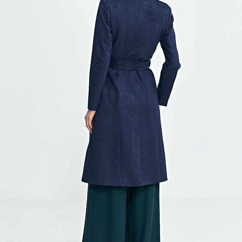 
                      
                        Military-Inspired Nubuck Long Coat with Belt
                      
                    