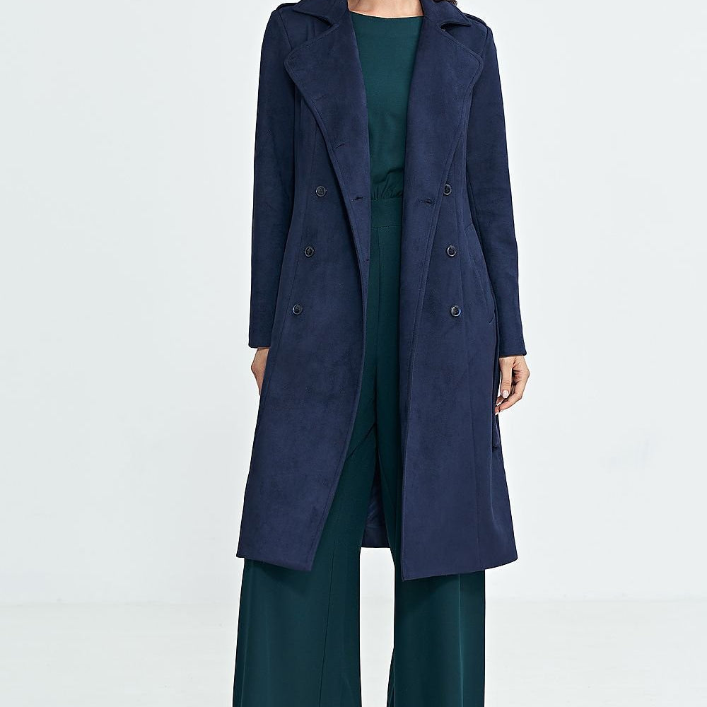 
                      
                        Military-Inspired Nubuck Long Coat with Belt
                      
                    