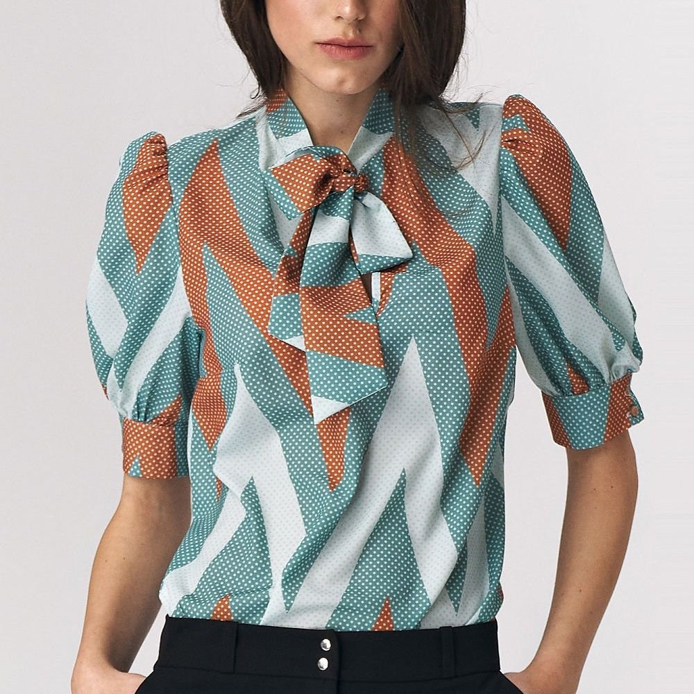 
                      
                        Viscose Bound Neckline Blouse
                      
                    