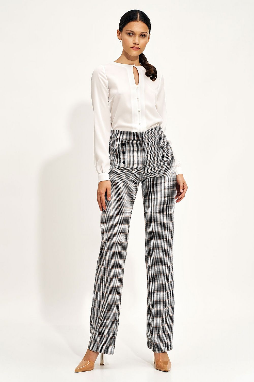 Women Trousers Featuring Stylish Buttons