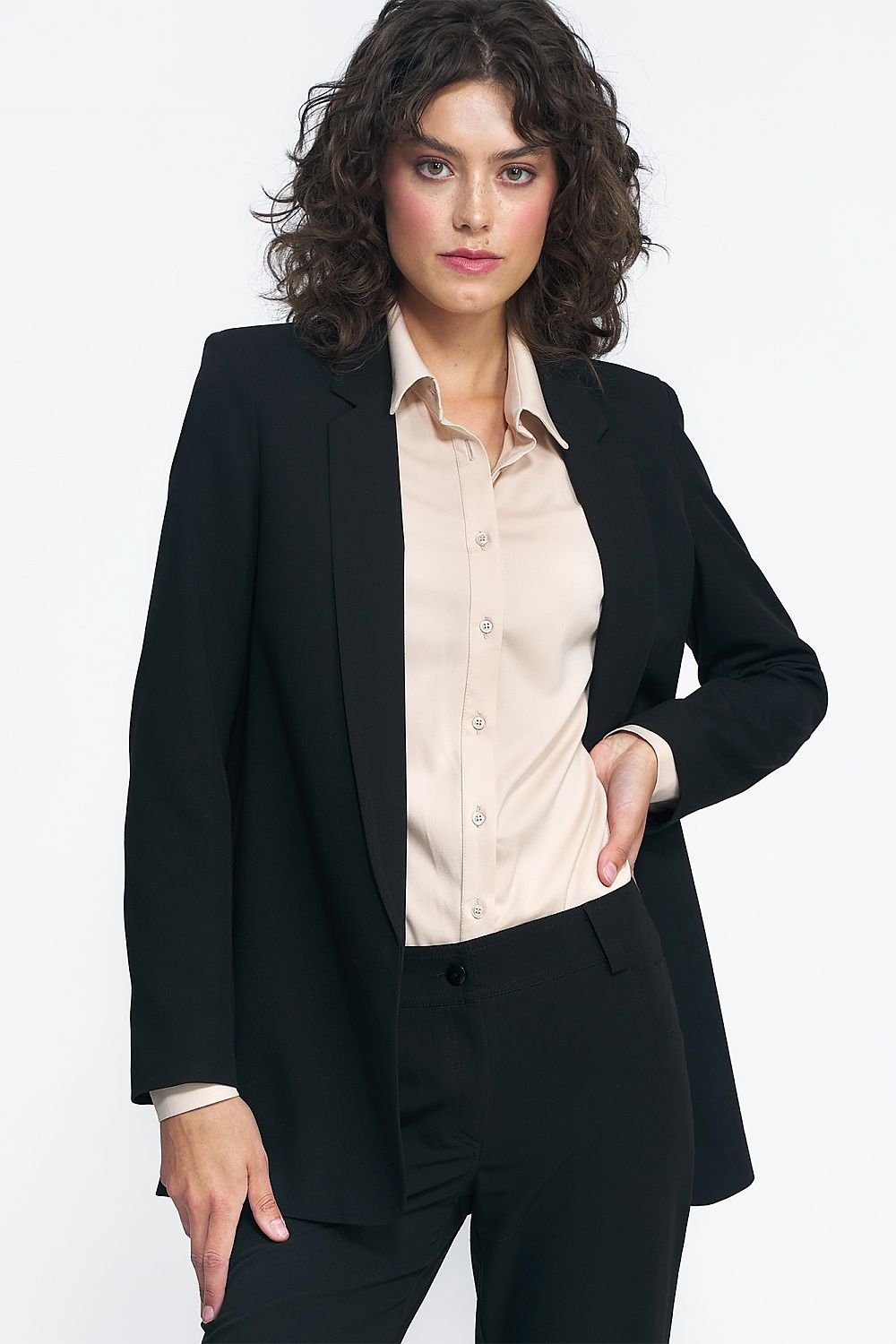 Modern Unbuttoned Work Jacket