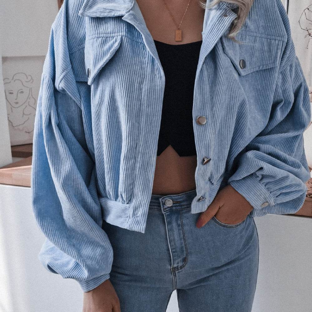 
                      
                        Lantern Sleeve Cropped Corduroy Jacket
                      
                    